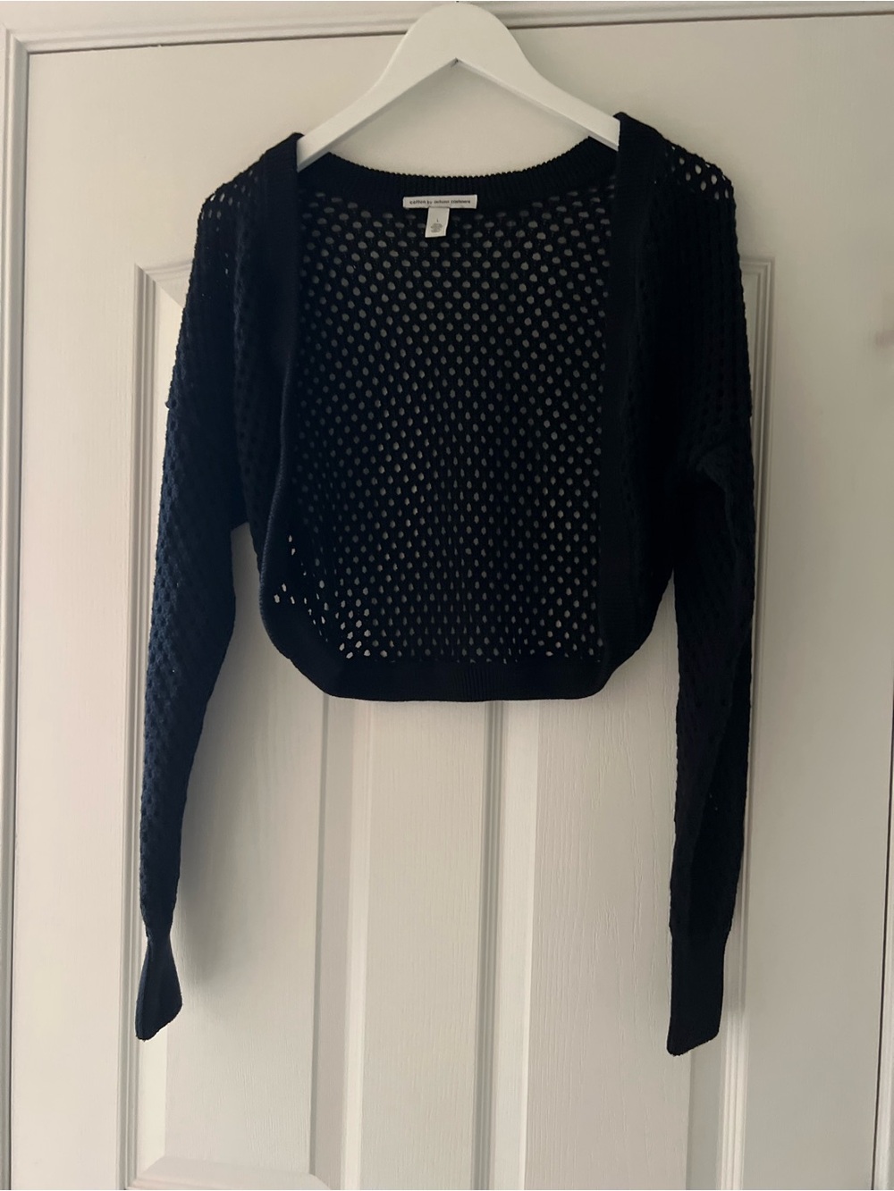 Autumn Cashmere Black Open-Knit Cropped Shrug
